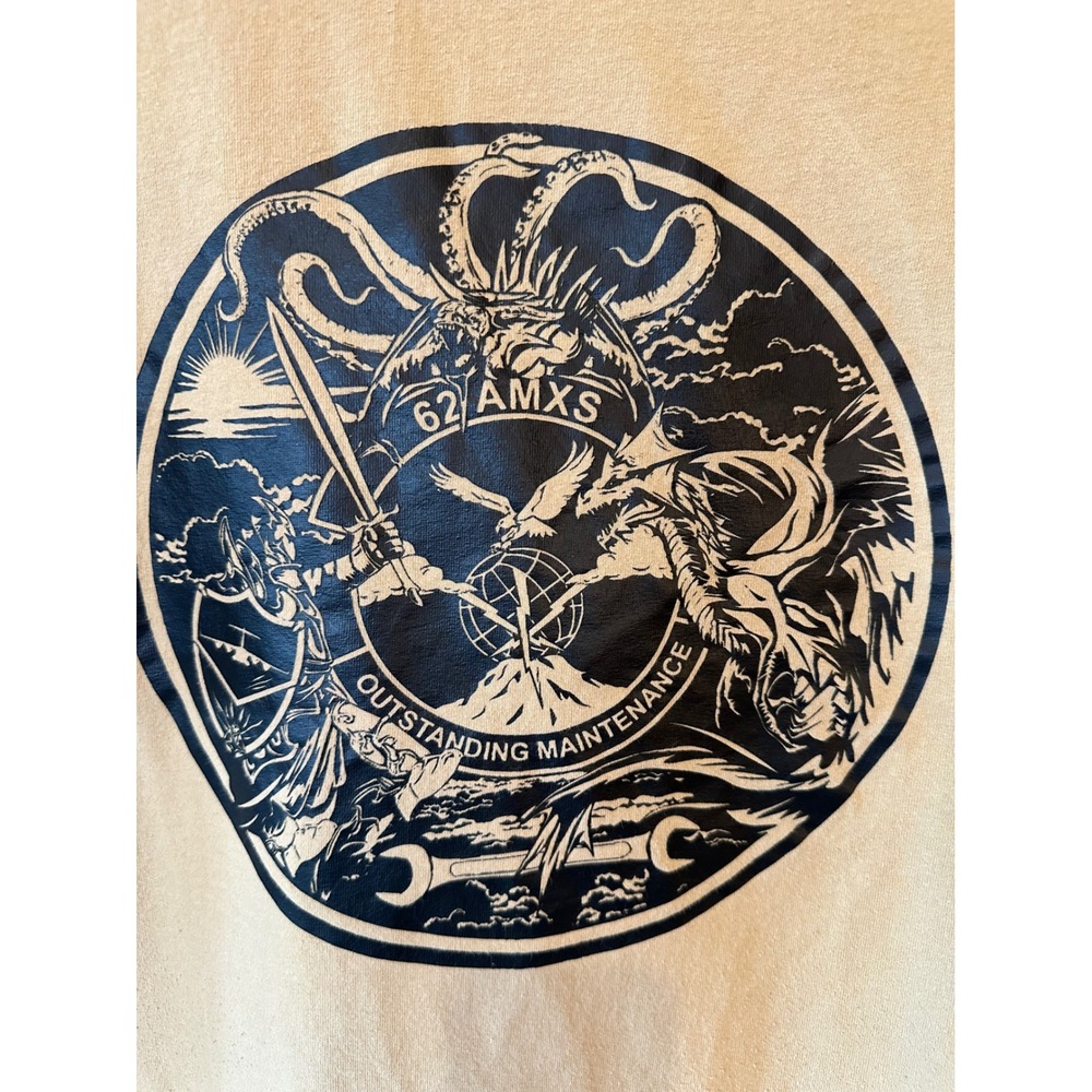 62 AMXS Outstanding Maintenance T-Shirt Tan Military Graphic Tee Mens Large